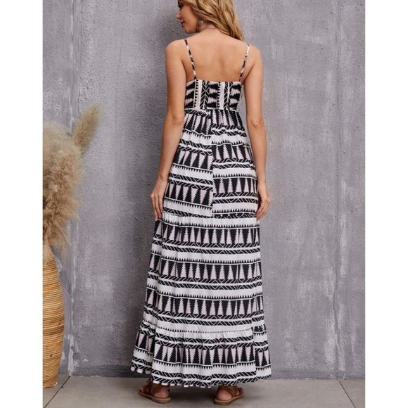 Geo Print Ruffle Hem Cami Dress - Picture 3 of 6